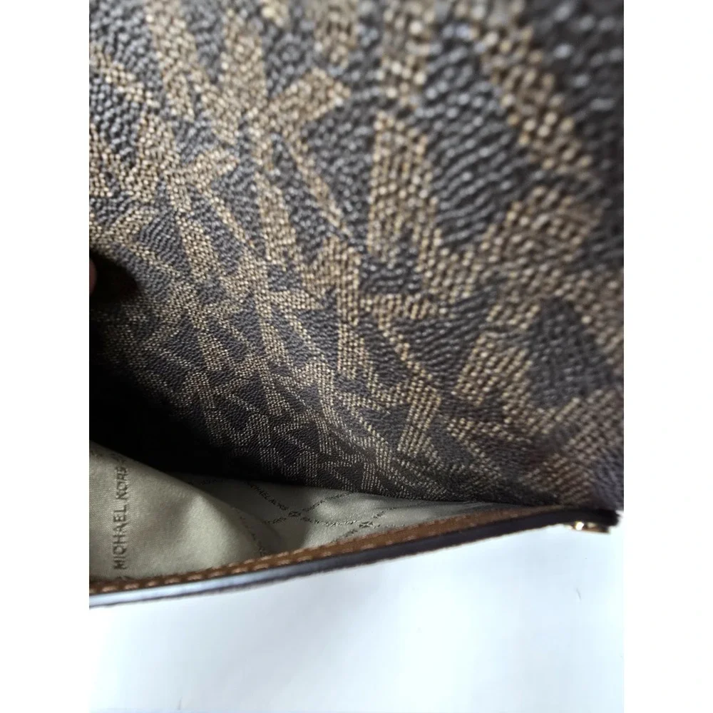 Michael‎ Kors Charlotte Signature Leather Large Brown Shoulder Bag Travel Beach